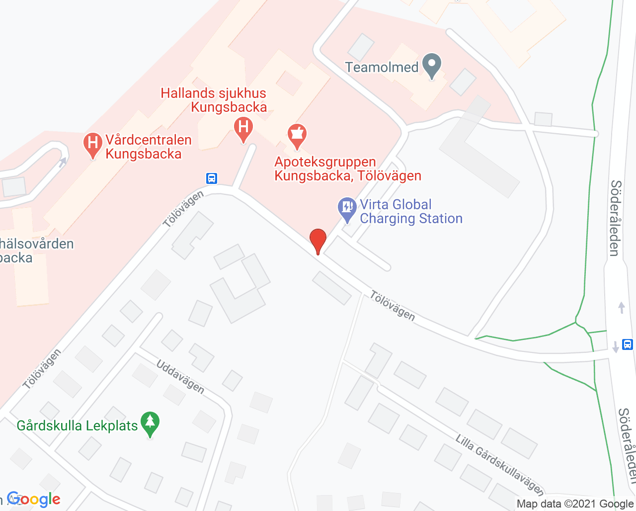 Karta till Kirurgimottagningen Hallands sjukhus Kungsbacka
