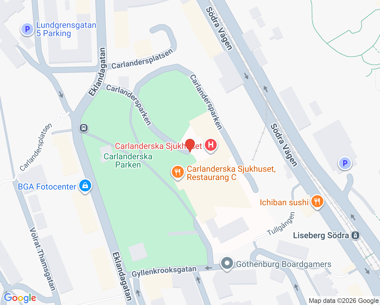 Karta till BVC- Vårdcentralen Carlanderska, Centrum