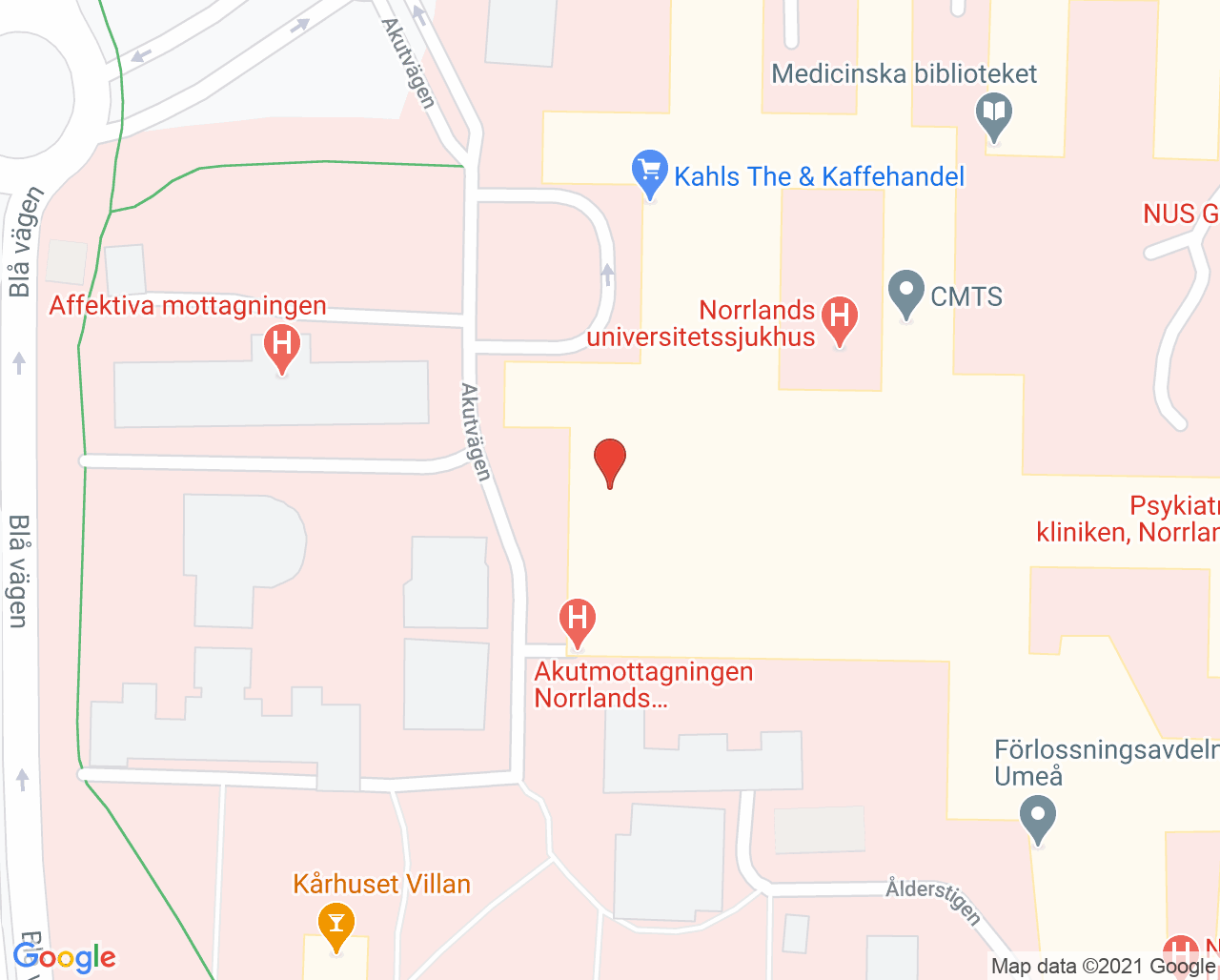 Karta till Kardiologisk avdelning Umeå