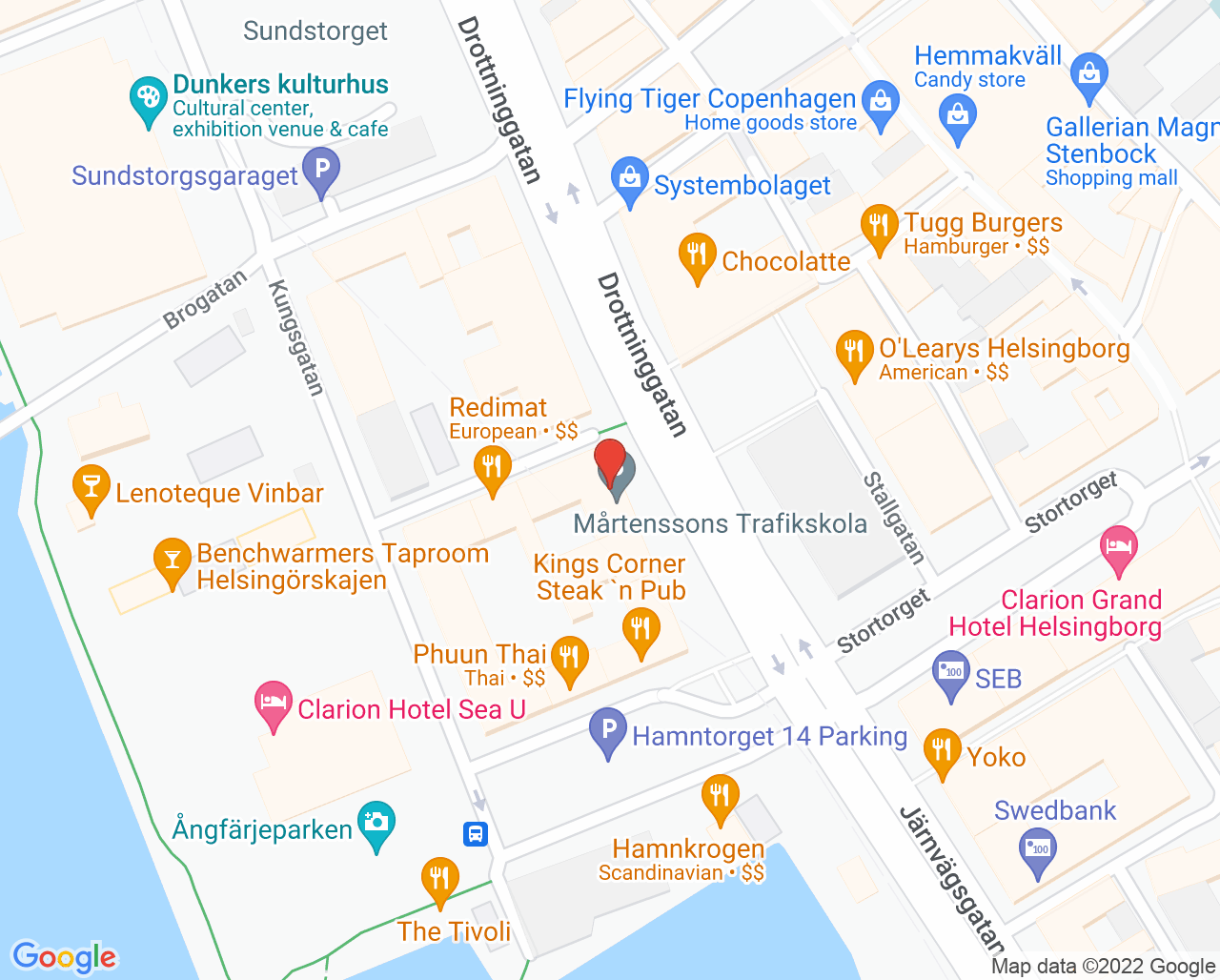 Karta till Rådhuskliniken i Helsingborg AB, Helsingborg