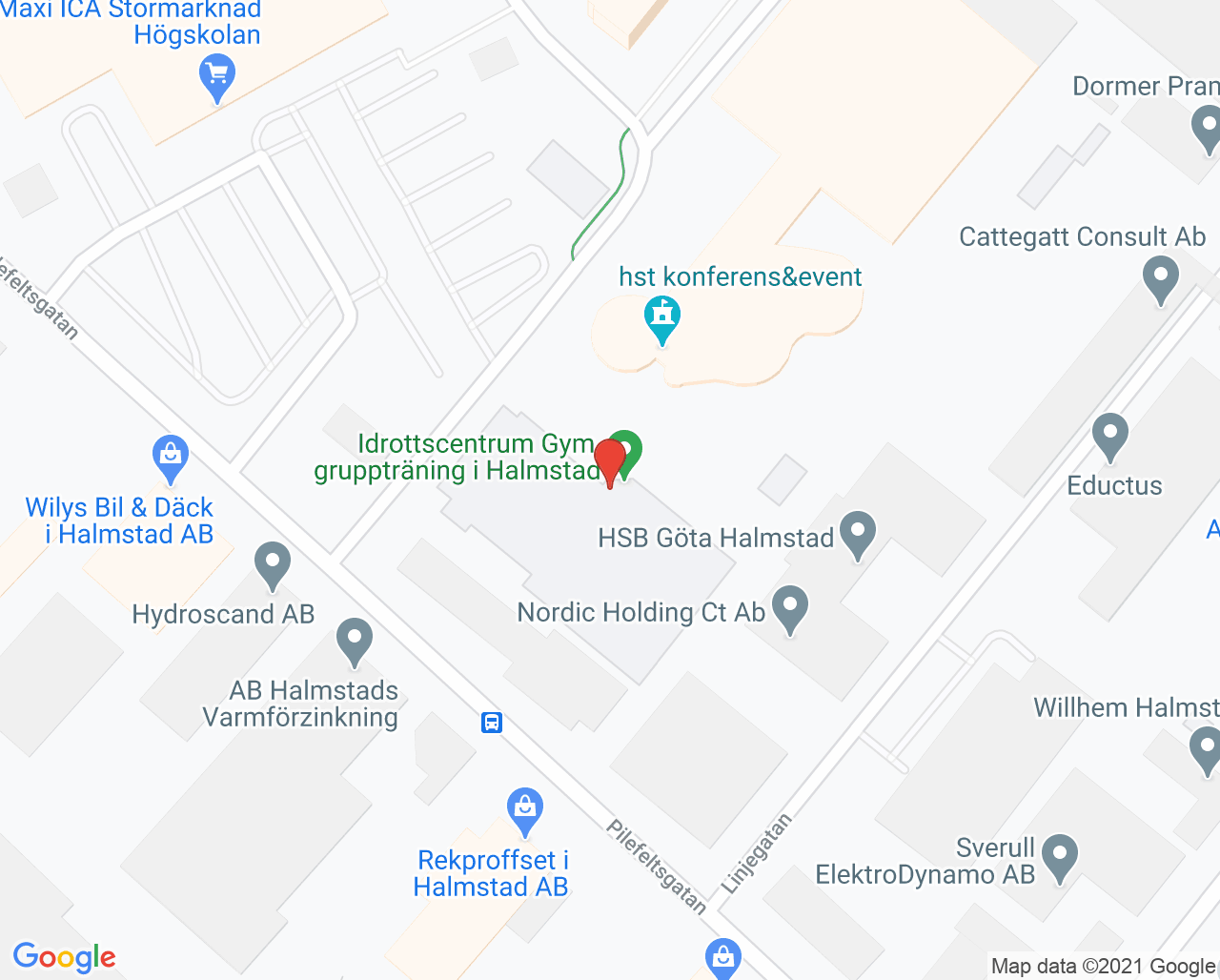 Karta till Aktiv Rehab i Halmstad