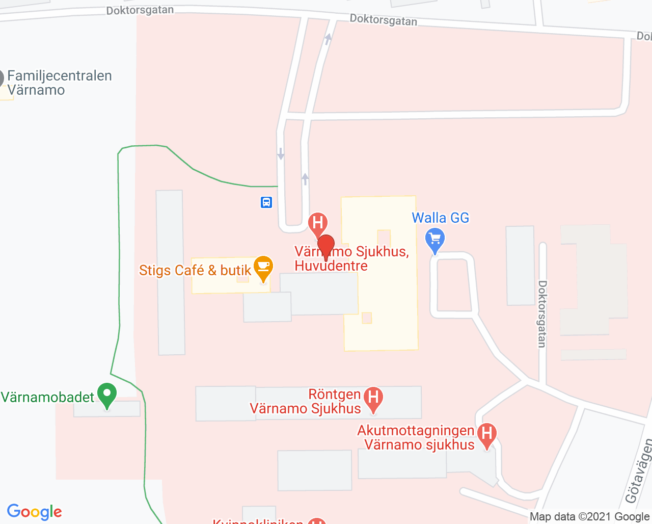 Karta till Ögonmottagningen Värnamo sjukhus