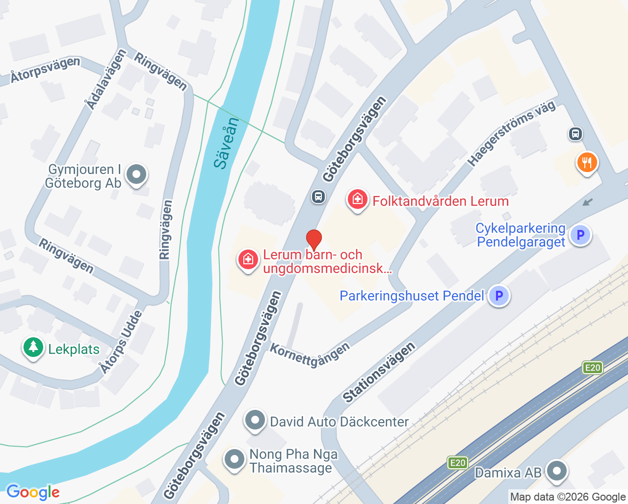 Karta till Lerum barnmorskemottagning, Lerum