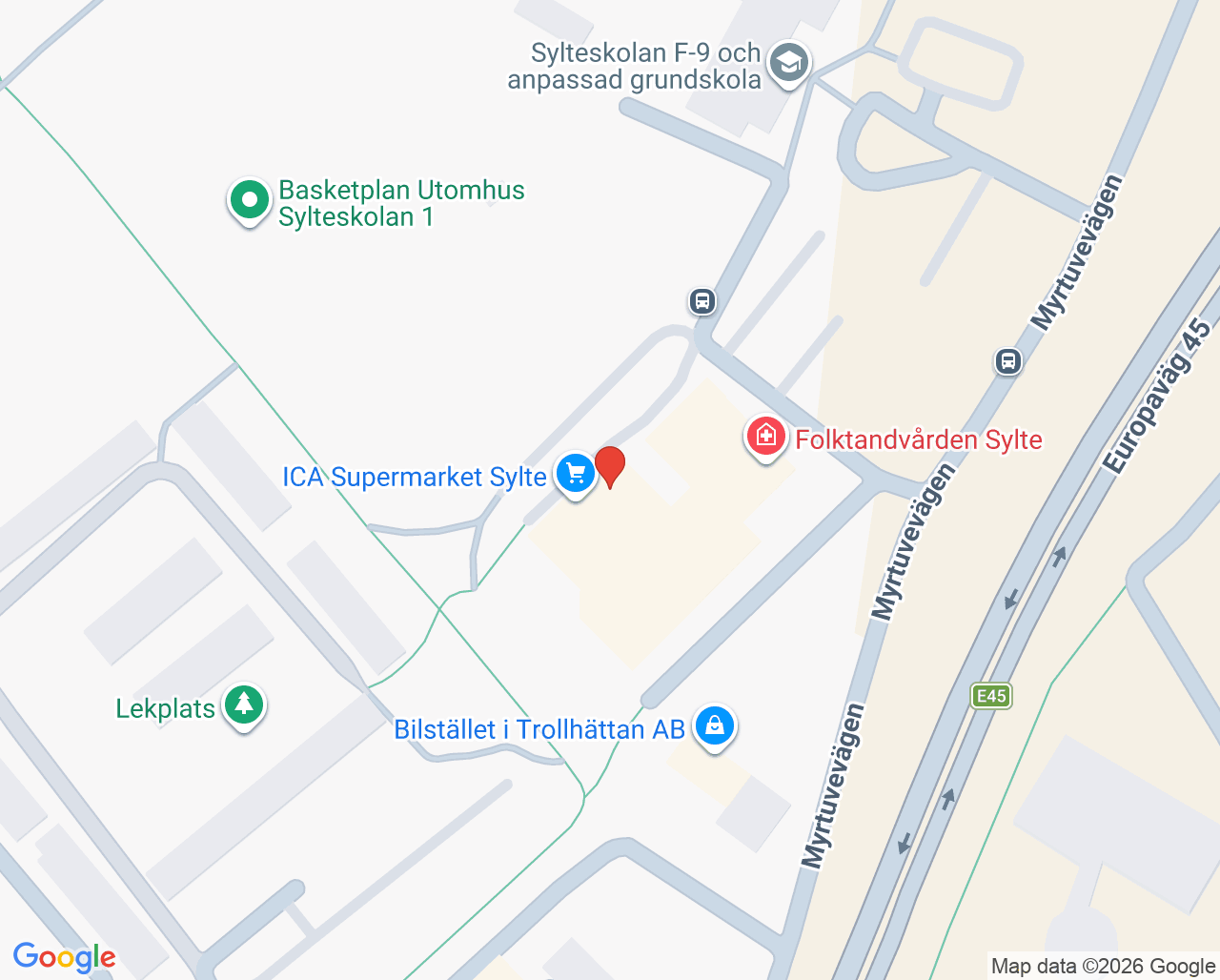 Karta till Närhälsan Sylte vårdcentral, Trollhättan