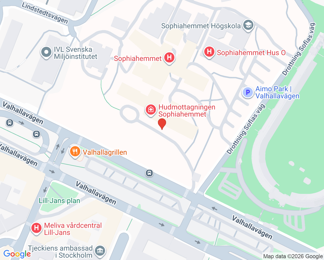 Karta till Capio Artro Clinic - Annica Näsmark, Östermalm