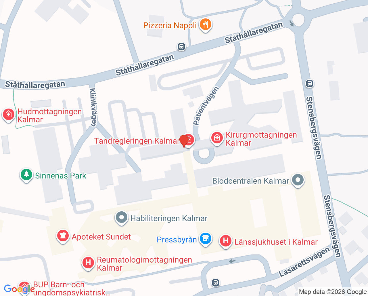 Karta till Mammografienheten Kalmar