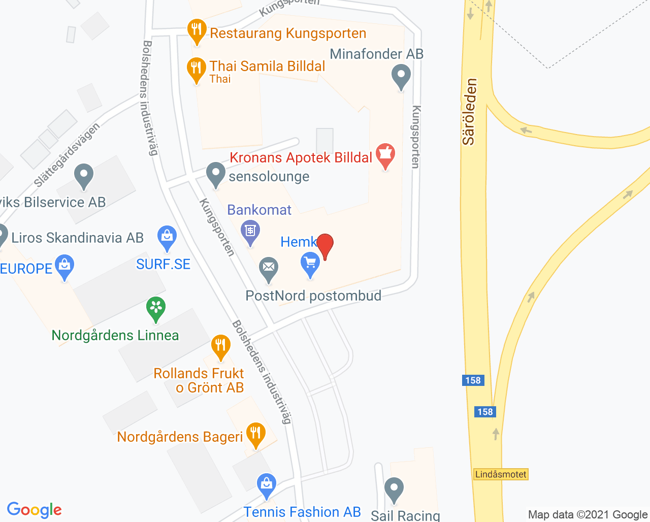 Karta till Läkarmottagningen Nya Säröledens Familjeläkare, Billdal