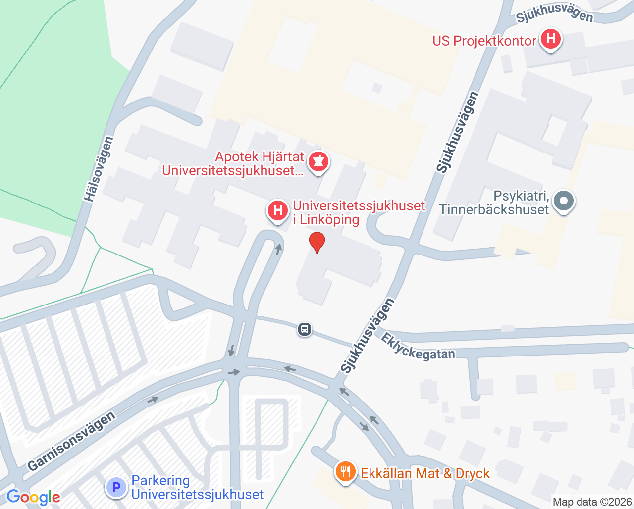 Karta till Endokrinmedicinska kliniken US, Linköping