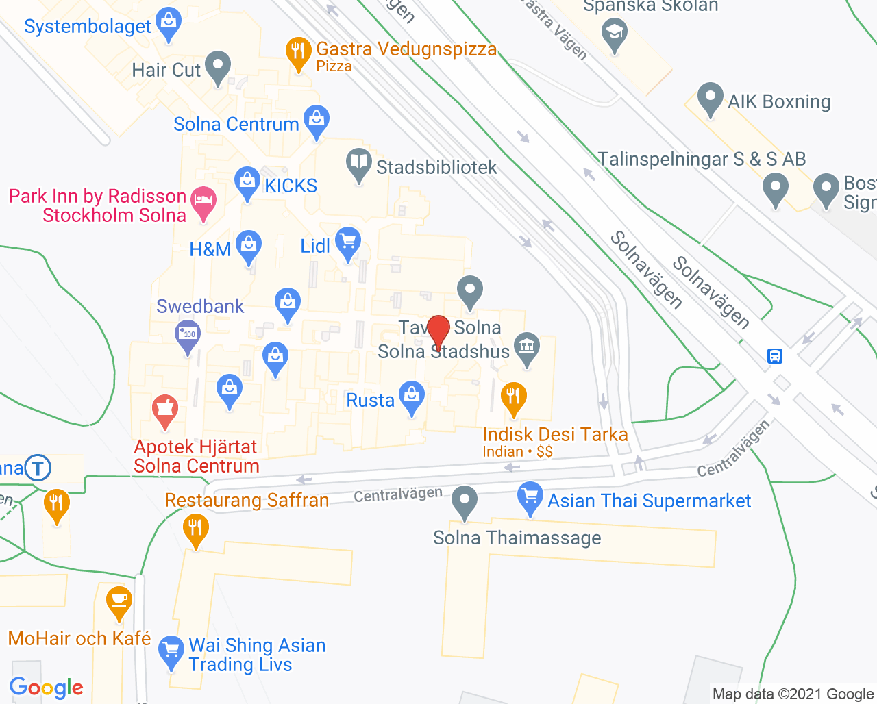 Karta till Medicinsk Fotvård GKS, Solna