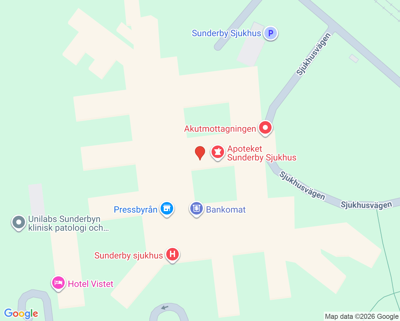 Karta till Ortopedmottagningen Sunderby sjukhus