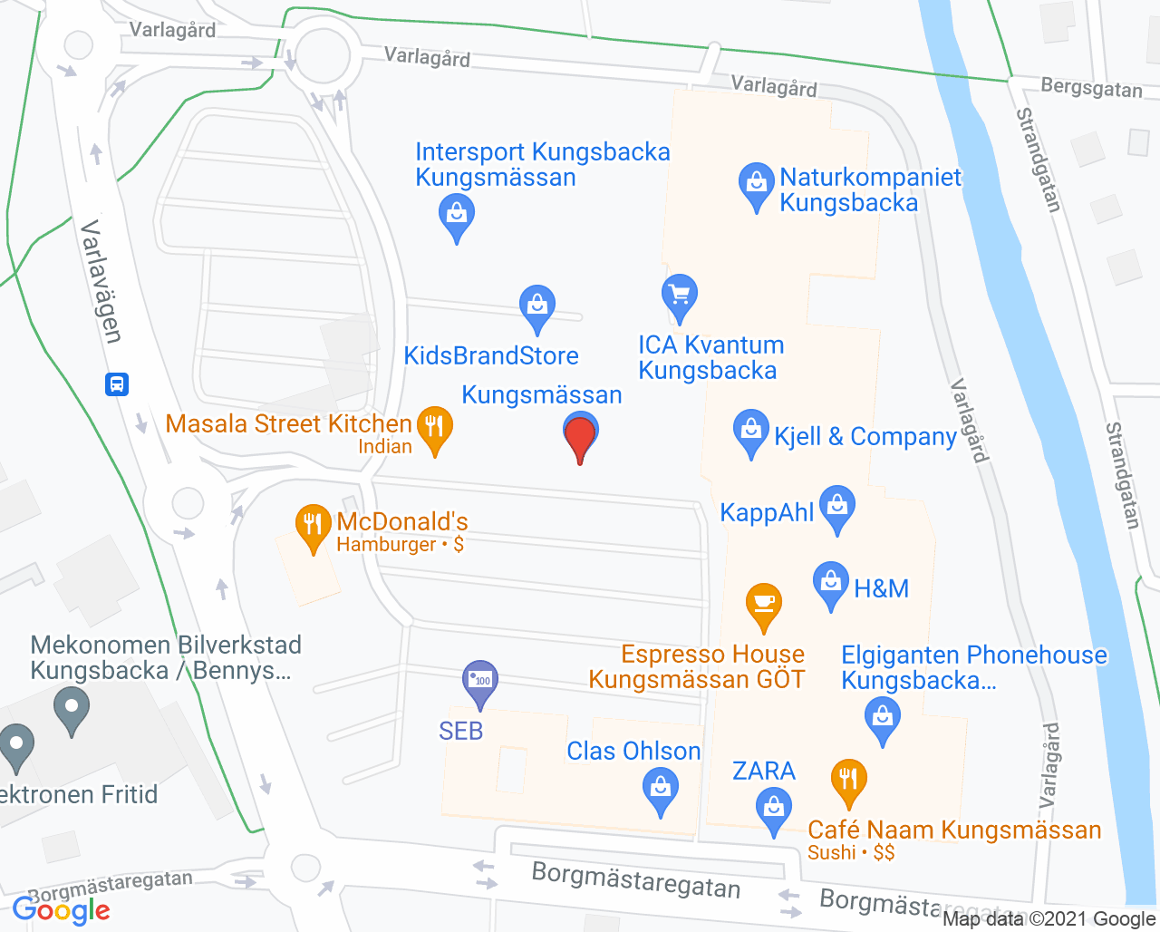 Karta till GeBlod hållplats Kungsmässan, Kungsbacka