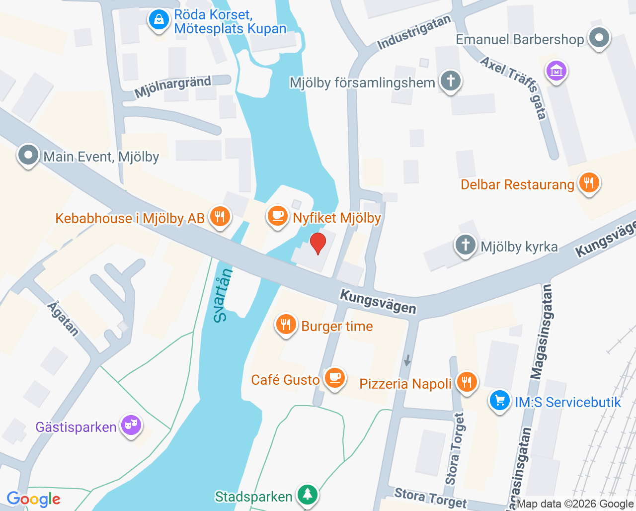 Karta till Barn och ungdomspsykiatri Mjölby, Kry Psykiatri Barn och Ungdom