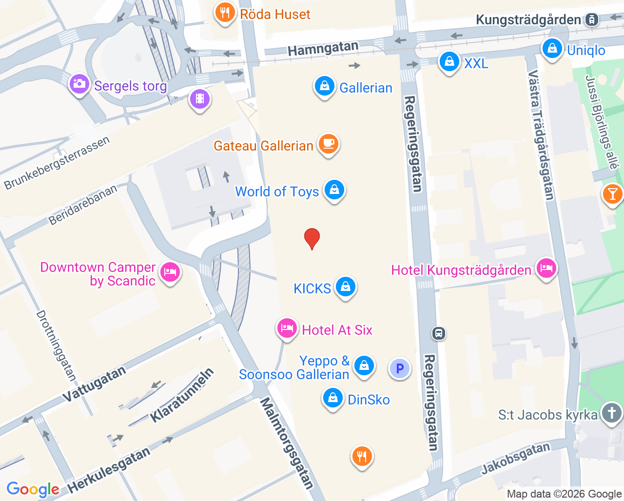 Karta till Synsam Stockholm Gallerian