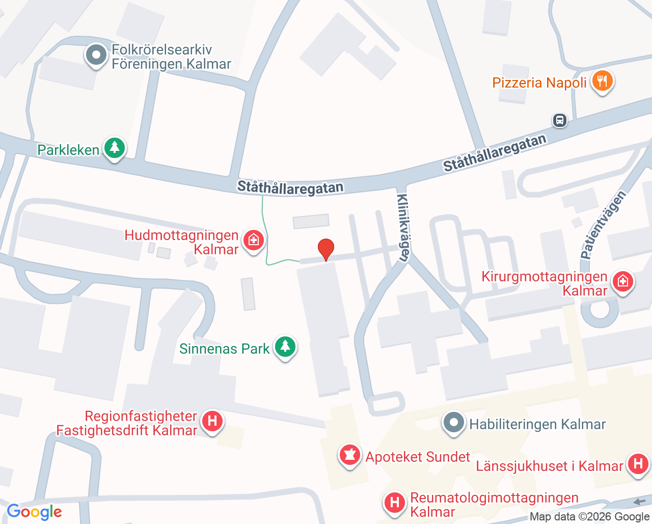Karta till Onkologmottagningen Kalmar