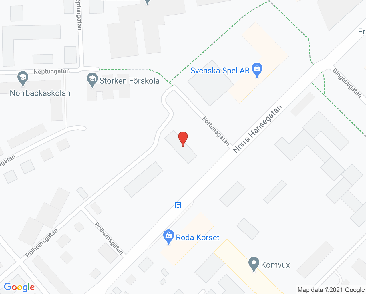 Karta till Första linjen för barn och unga, Visby