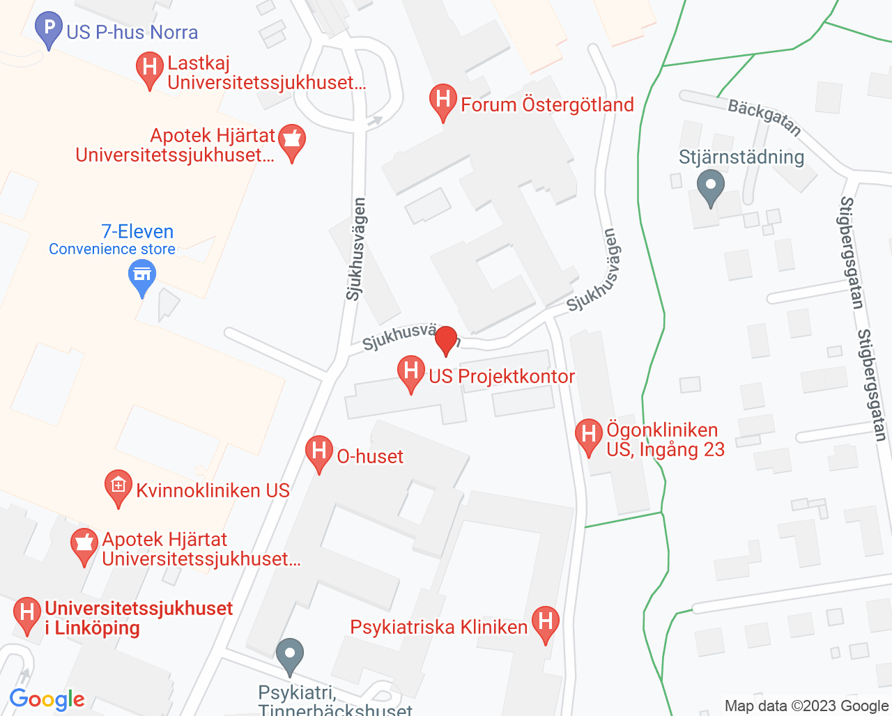 Karta till Ortopediska kliniken US, Linköping