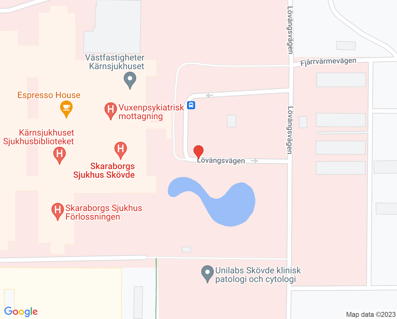 Karta till Barn- och ungdomsmedicin avdelning, Skövde