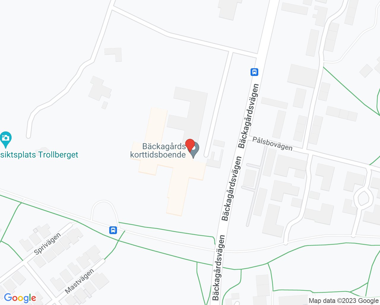 Karta till Barnavårdscentralen Bäckagård, Halmstad
