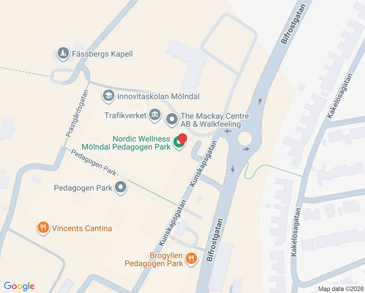 Karta till Habilitering Mölndal barn och ungdom, Mölndal