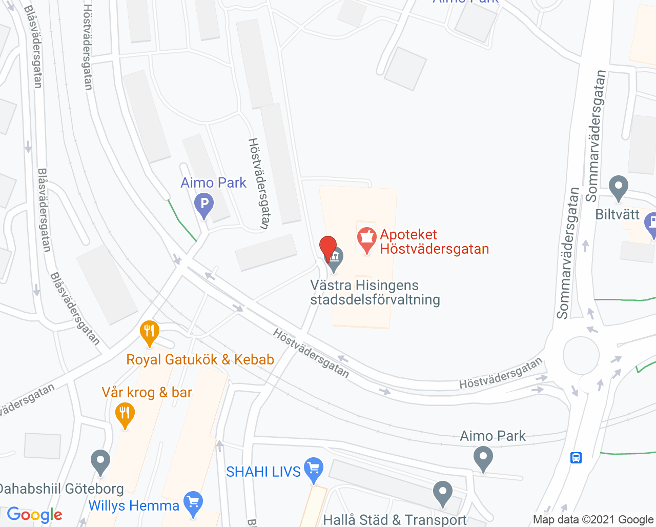 Karta till Närhälsan Biskopsgården barnavårdscentral, Göteborg