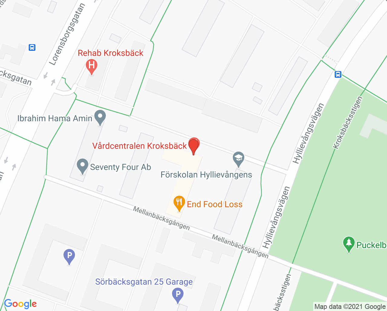 Karta till Vårdcentralen Kroksbäck