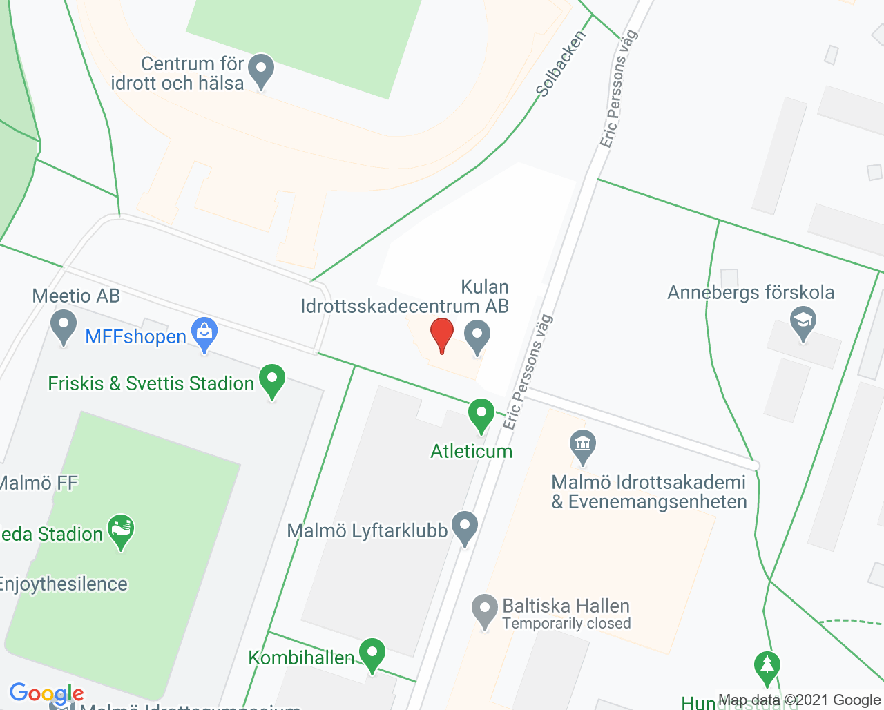 Karta till Henrik Celander Idrottsskadecentrum, Malmö