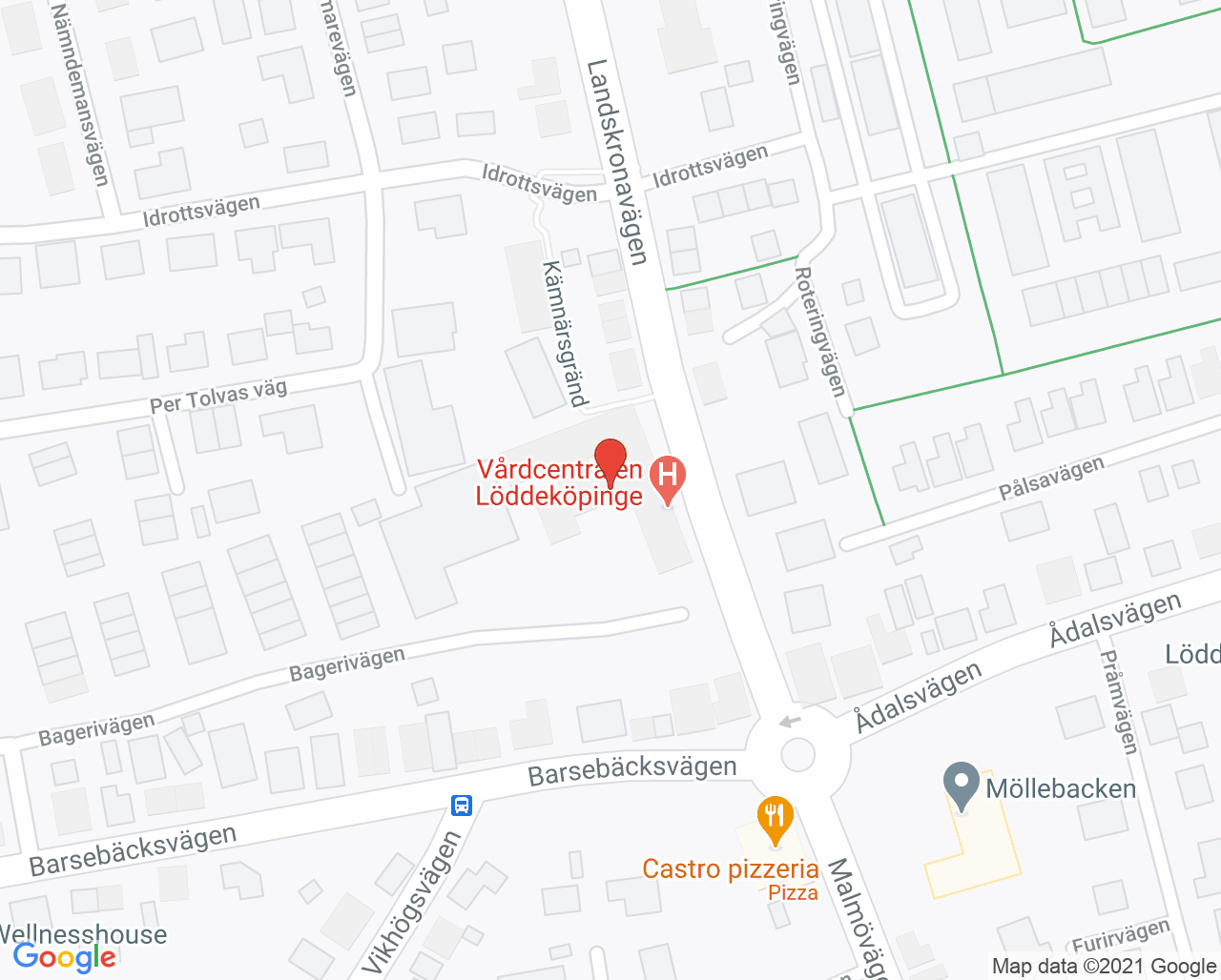 Karta till Vårdcentralen Löddeköpinge