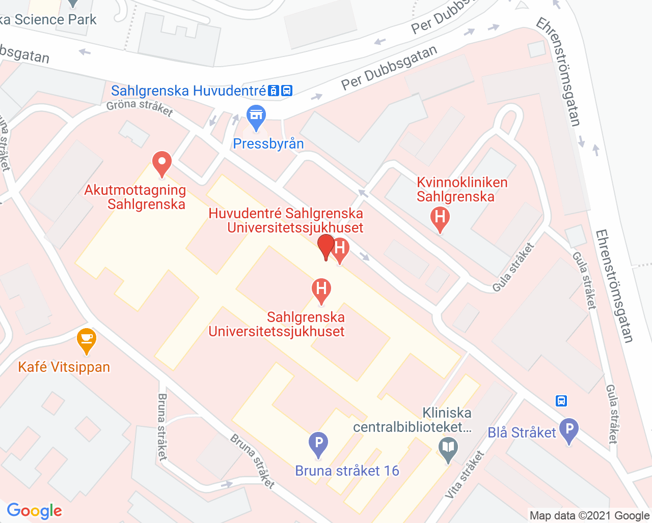 Karta till Urologimottagning Sahlgrenska, Göteborg