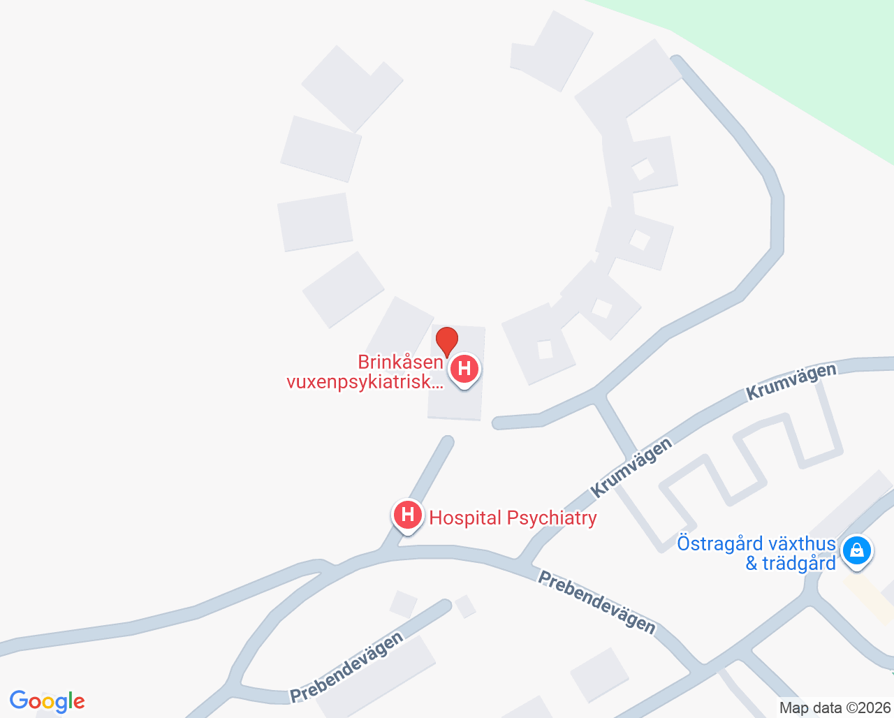Karta till Psykiatriavdelning 95 Brinkåsen, Vänersborg