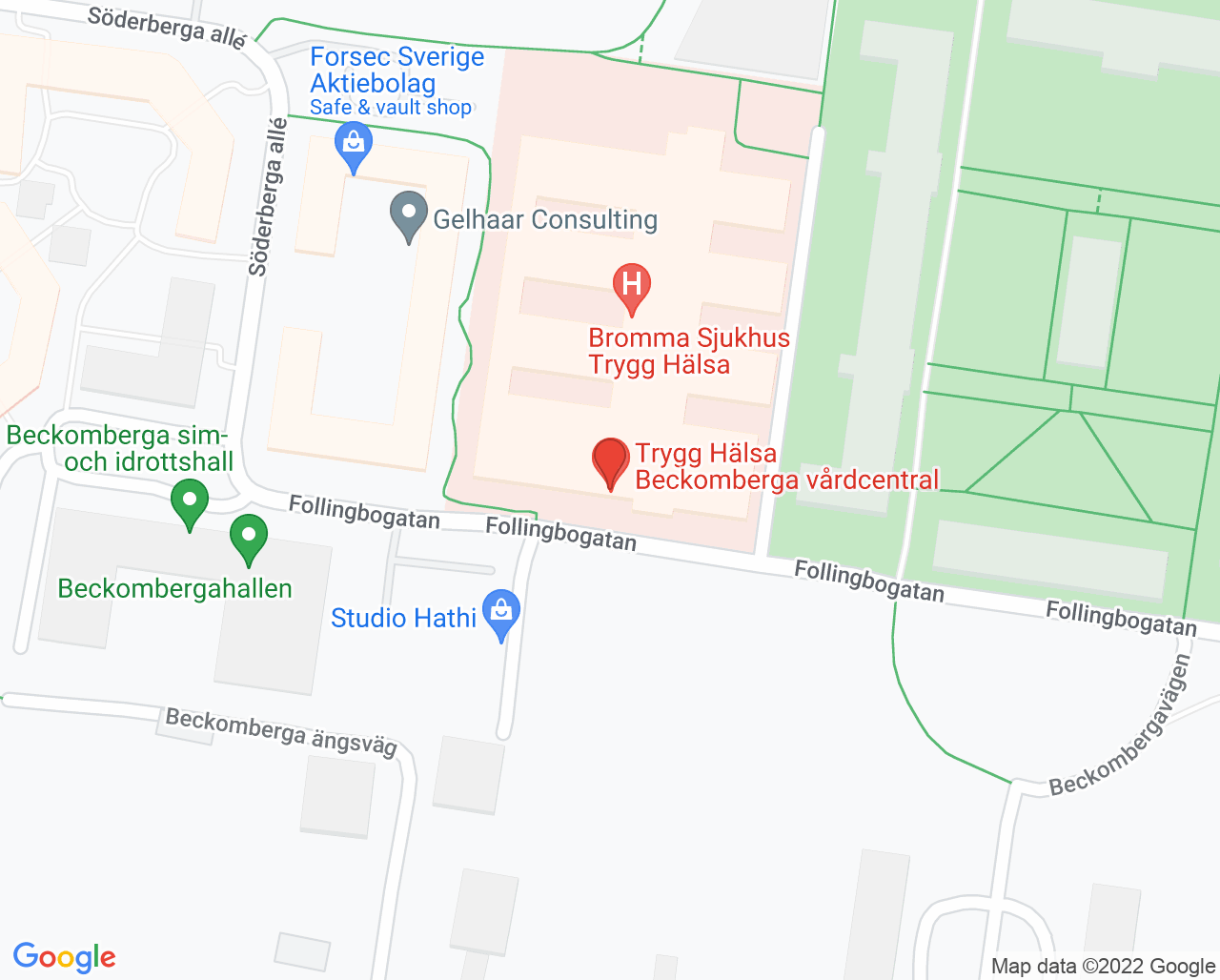 Karta till Vital Bromma Sjukhus