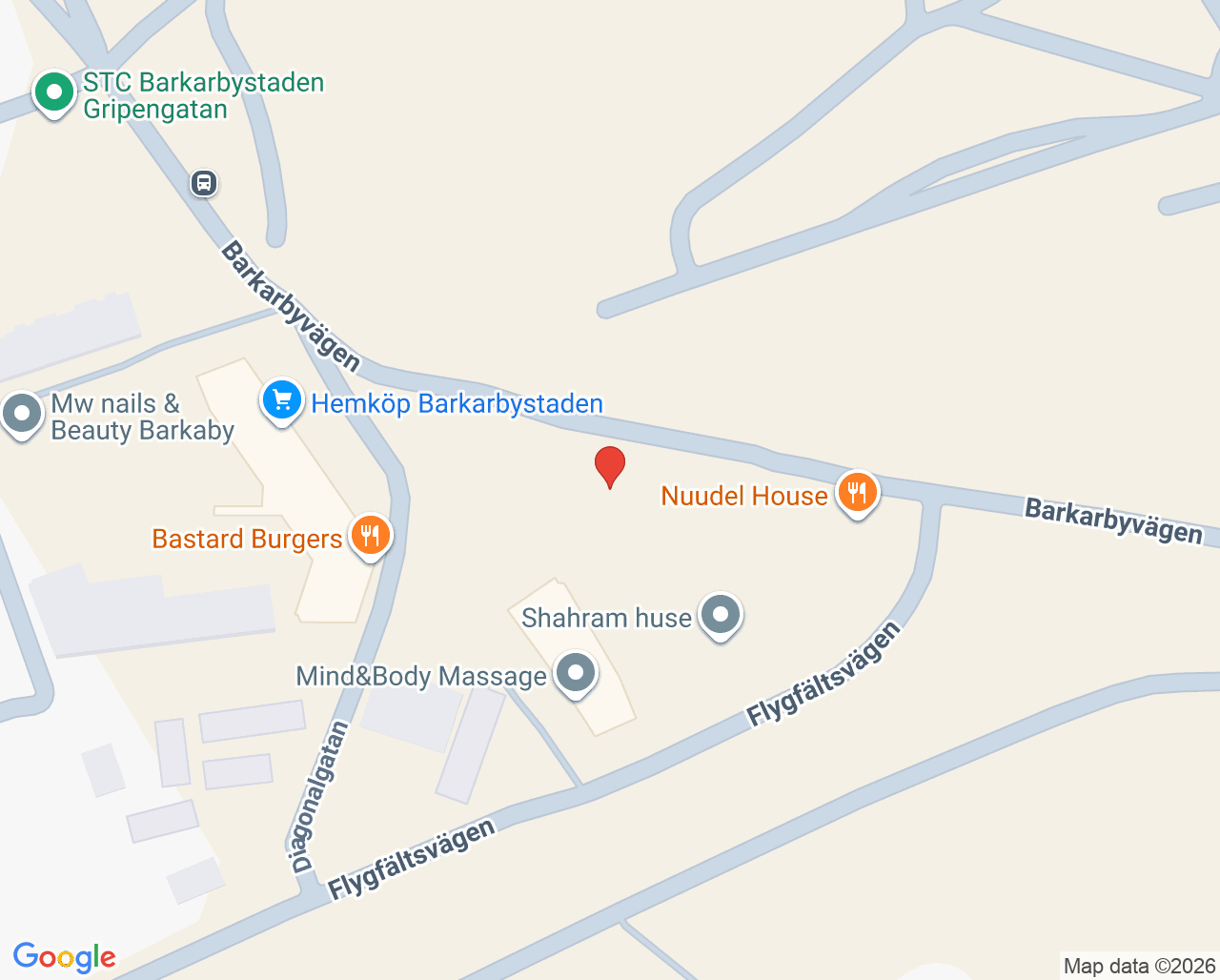 Karta till Synsam Barkarbystaden