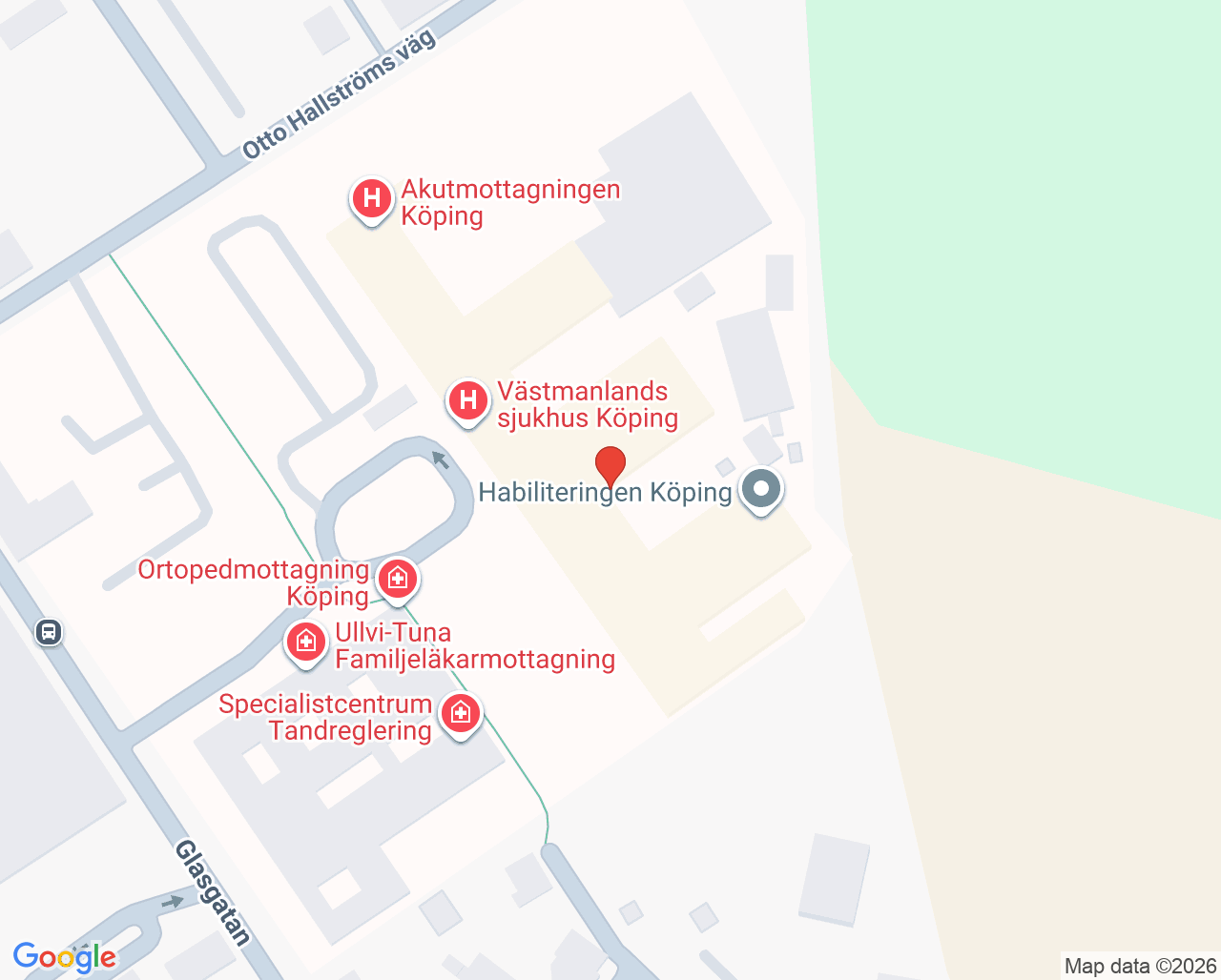Karta till Habiliteringen Köping, Habiliteringscentrum Västmanland