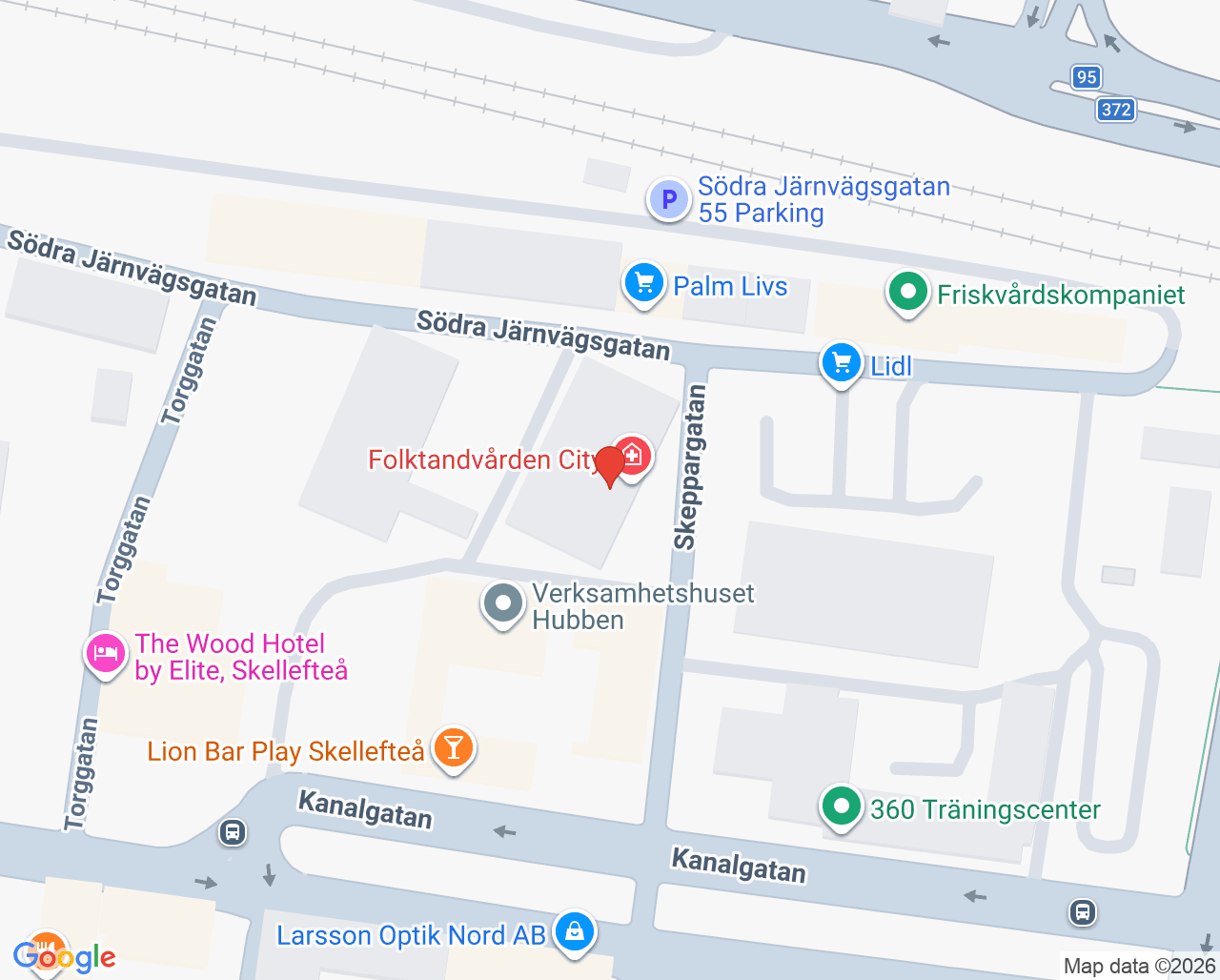Karta till Folktandvården City Skellefteå