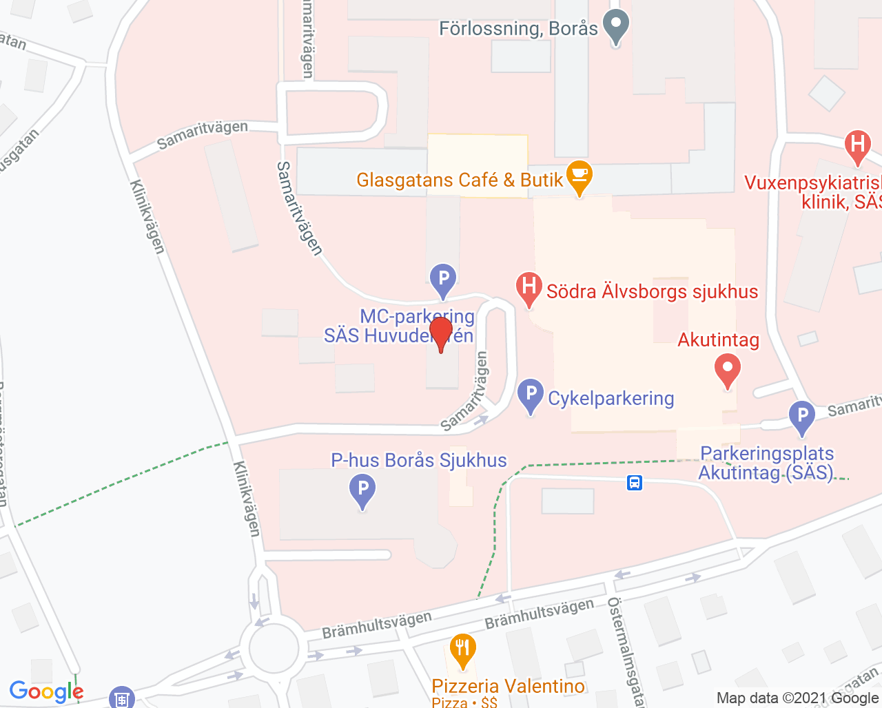 Karta till Akutmottagning, Borås
