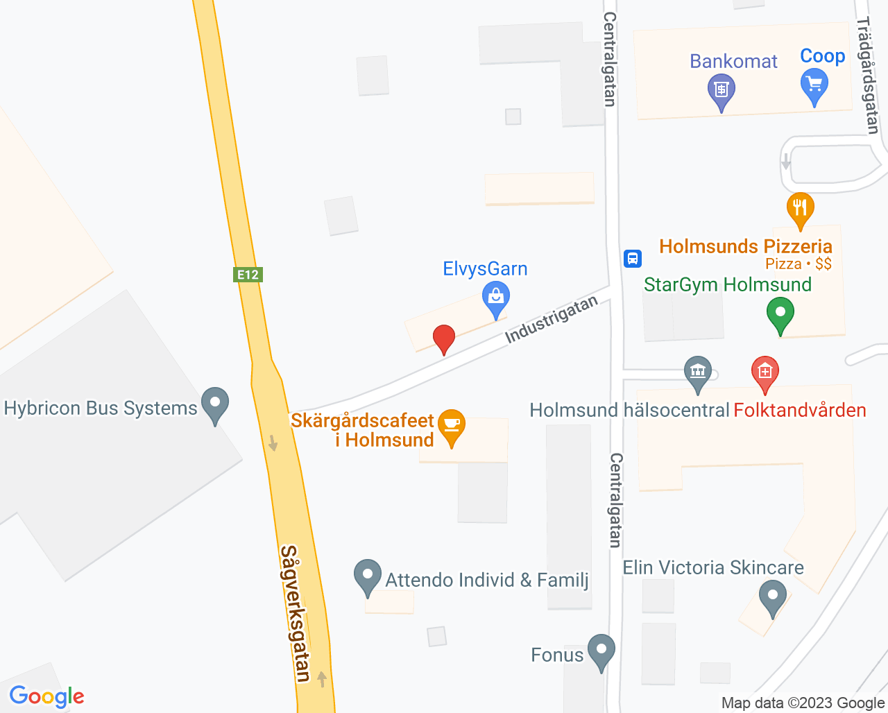 Karta till Familjecentral Holmsund Obbola