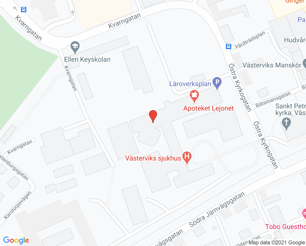 Karta till Medicinavdelning 5 Västervik