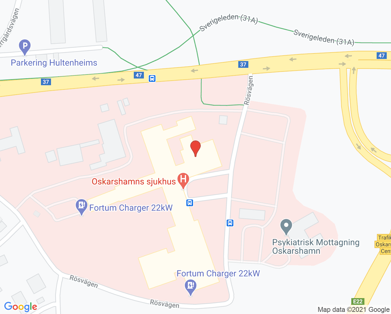 Karta till Medicinmottagningen Oskarshamn