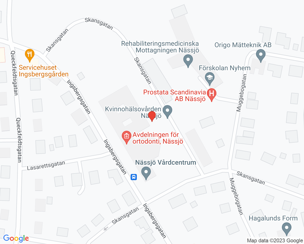 Karta till Röntgen Nässjö