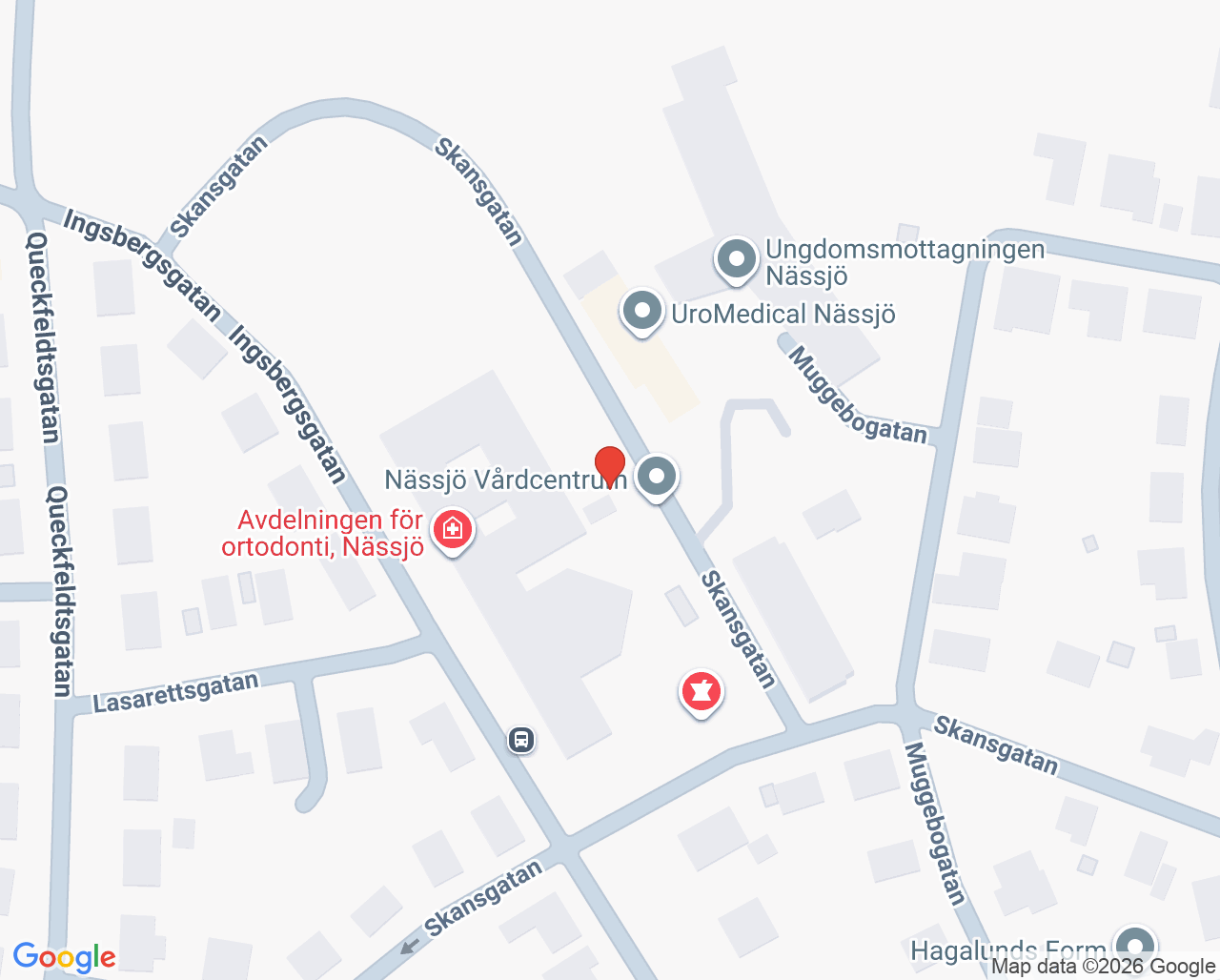 Karta till Nässjö vårdcentrum