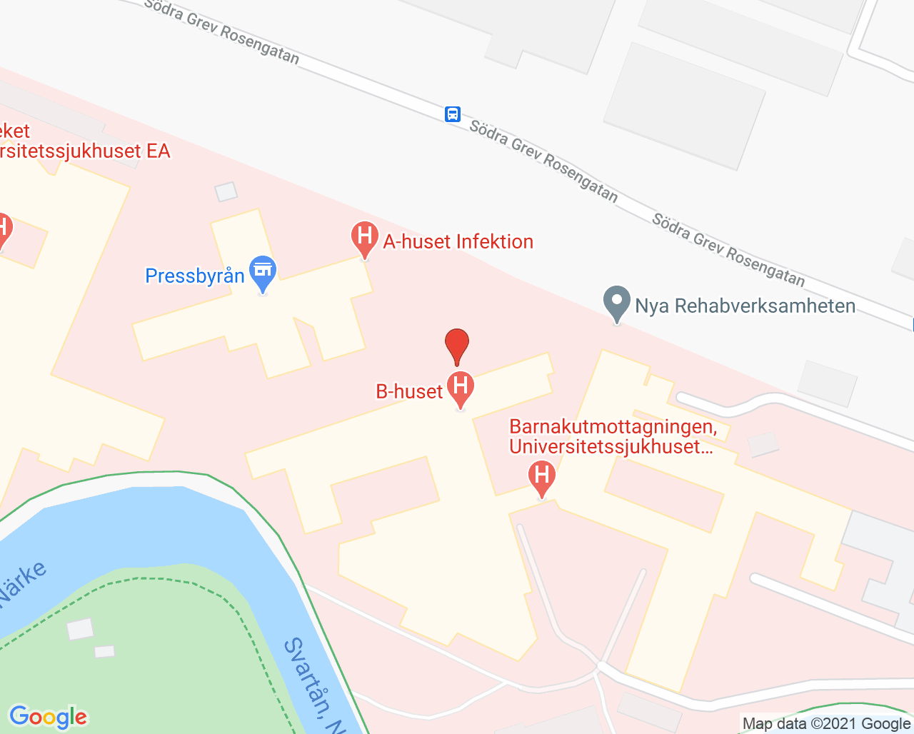 Karta till Barn- och ungdomsavdelning 26 Universitetssjukhuset Örebro