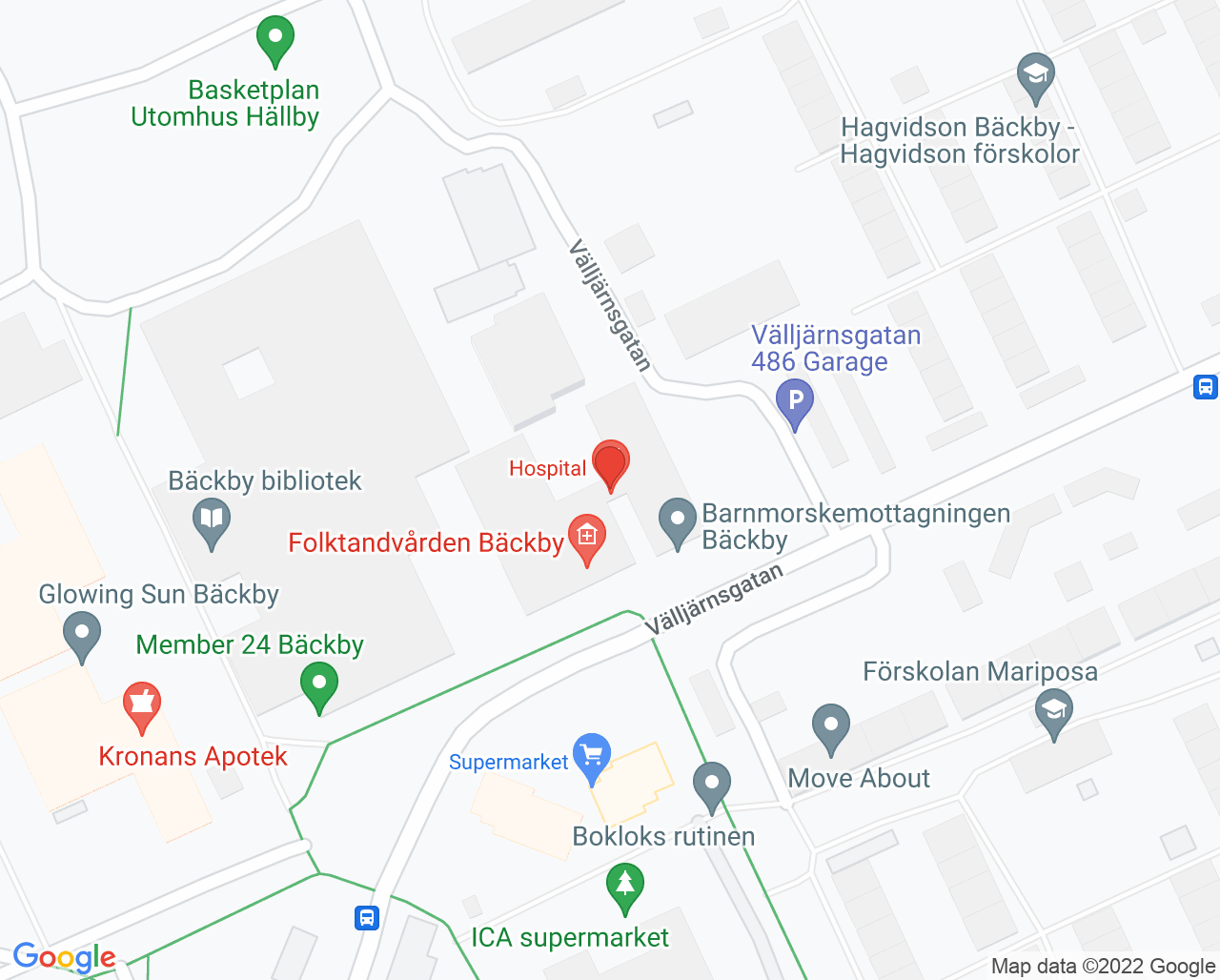 Karta till Bäckby Fysioterapimottagning, Västerås