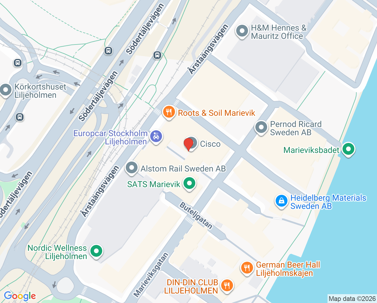 Karta till Liljeholmskajens Vårdcentral