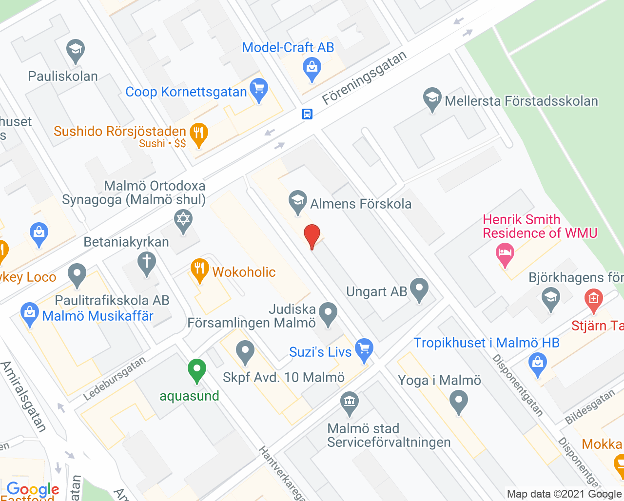 Karta till Tandhälsan Olsson och Skeppar -Peter, Malmö