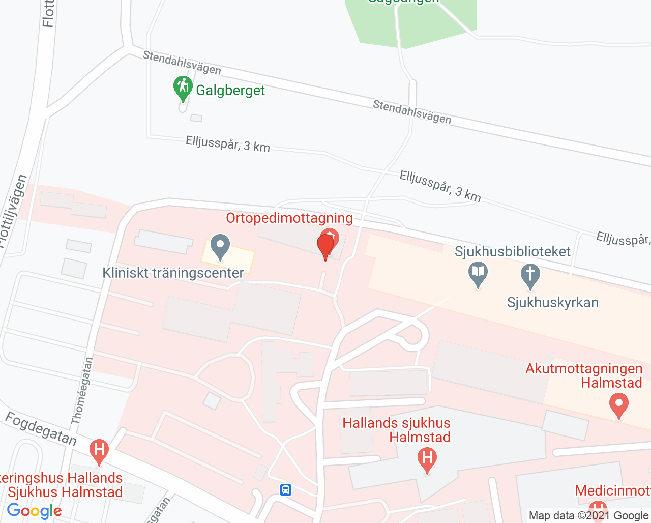 Karta till Psykologmottagningen Hallands sjukhus Halmstad