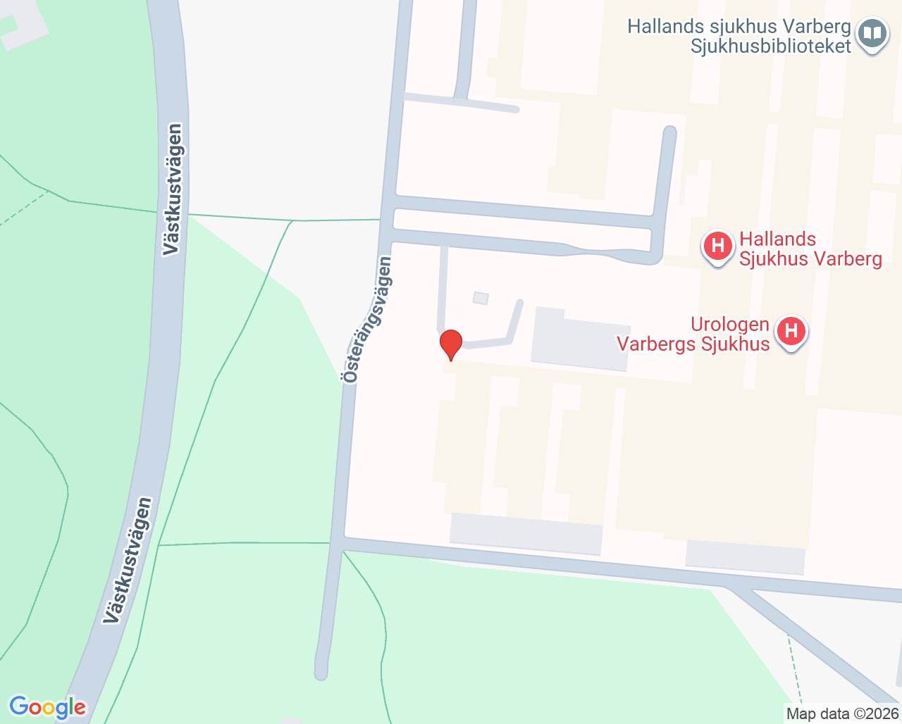Karta till Psykiatriska intensivvårdsavdelningen Varberg