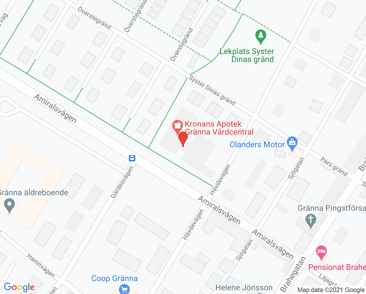 Karta till Bra Liv Gränna vårdcentral
