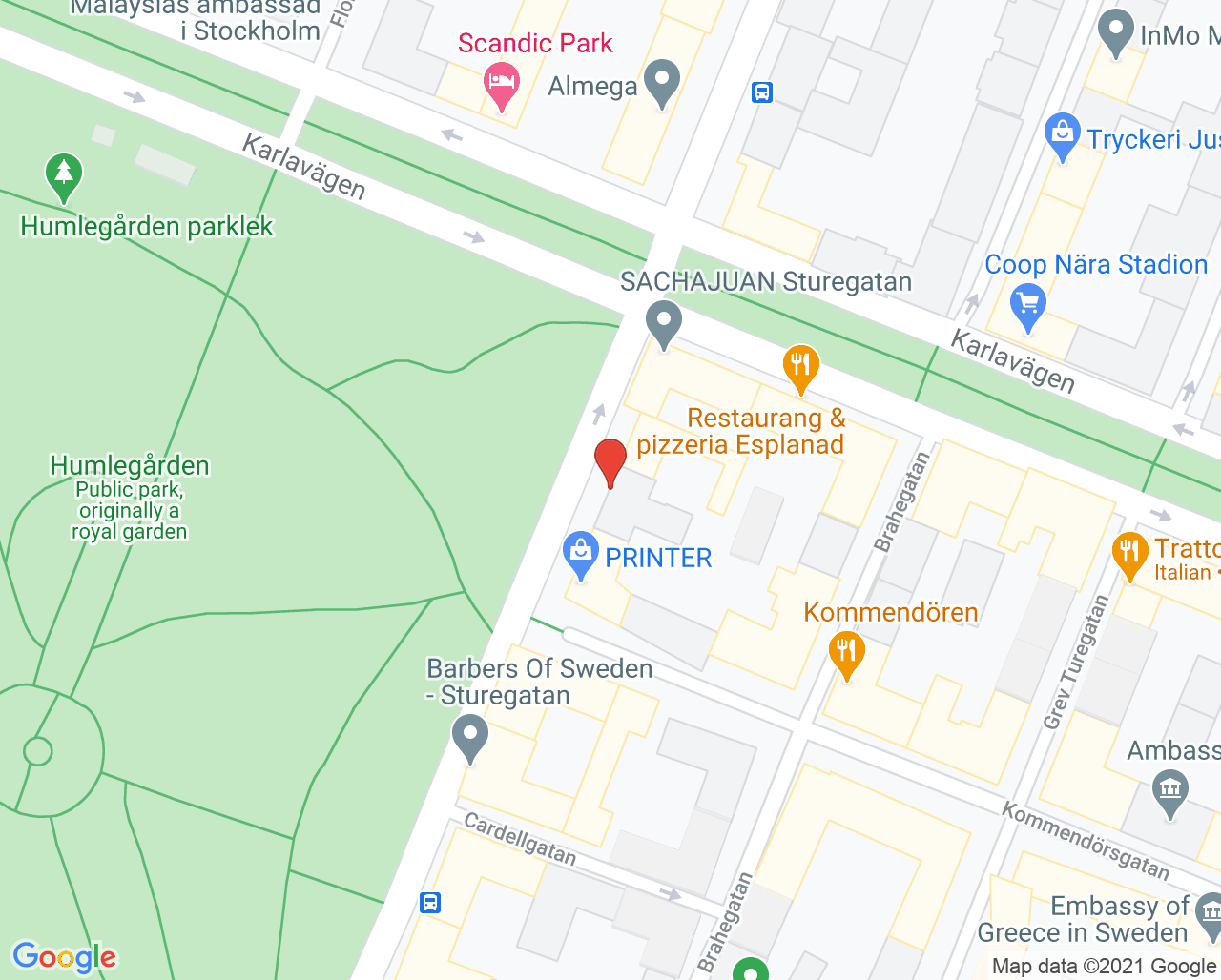Karta till Tandläkare Jeanette Böök, Östermalm