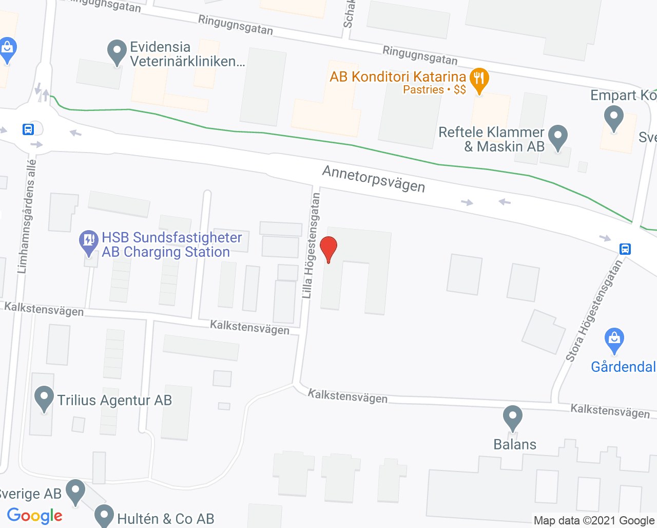 Karta till Victoria Vård och Hälsa Kalkbrottet, Limhamn
