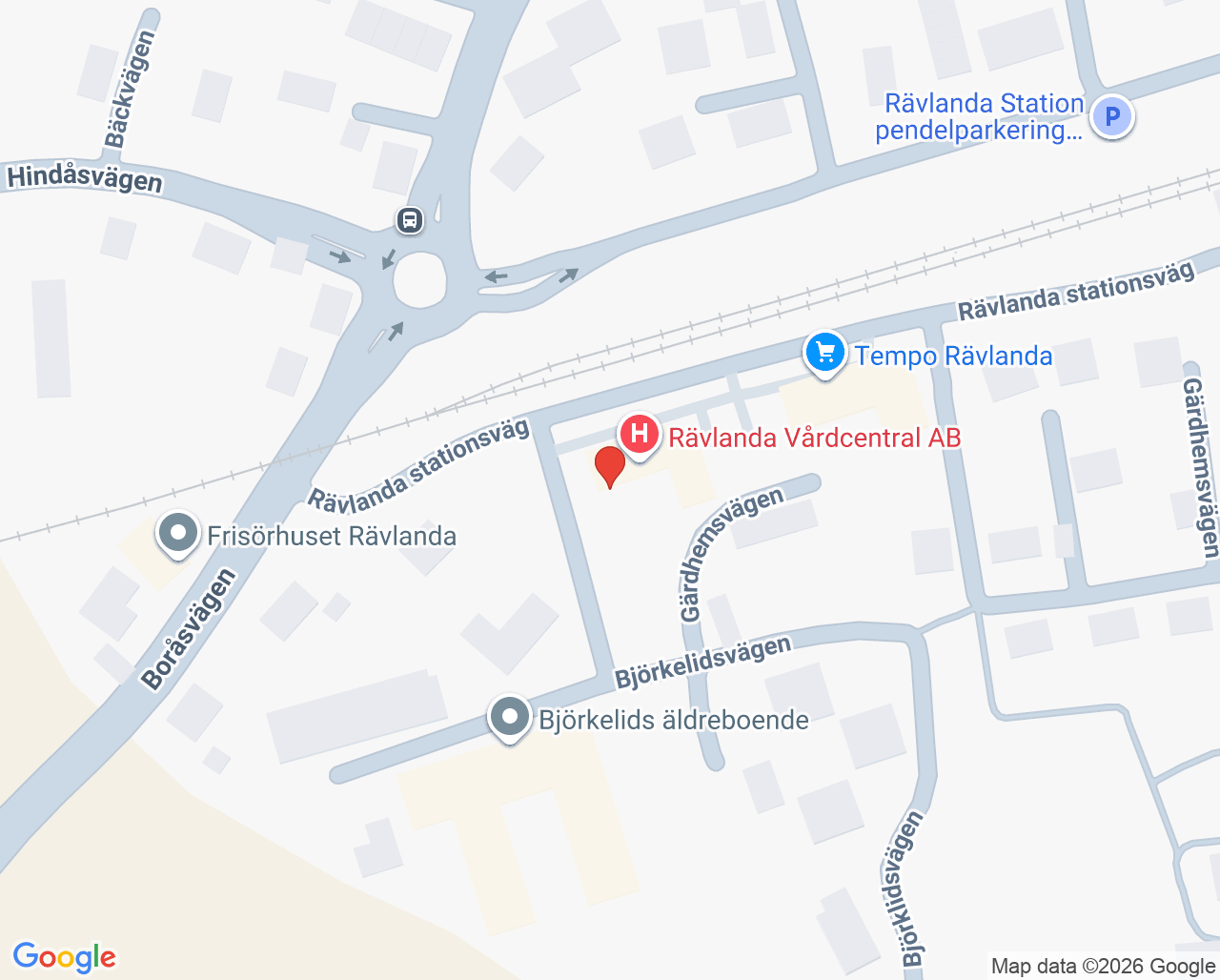 Karta till BVC Rävlanda Vårdcentral