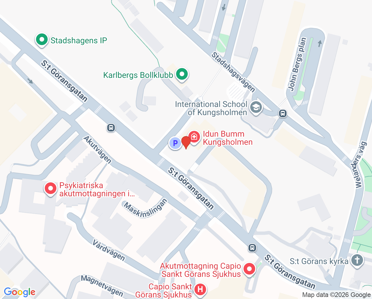 Karta till Claes Lenander Kirurgmottagning, Kungsholmen